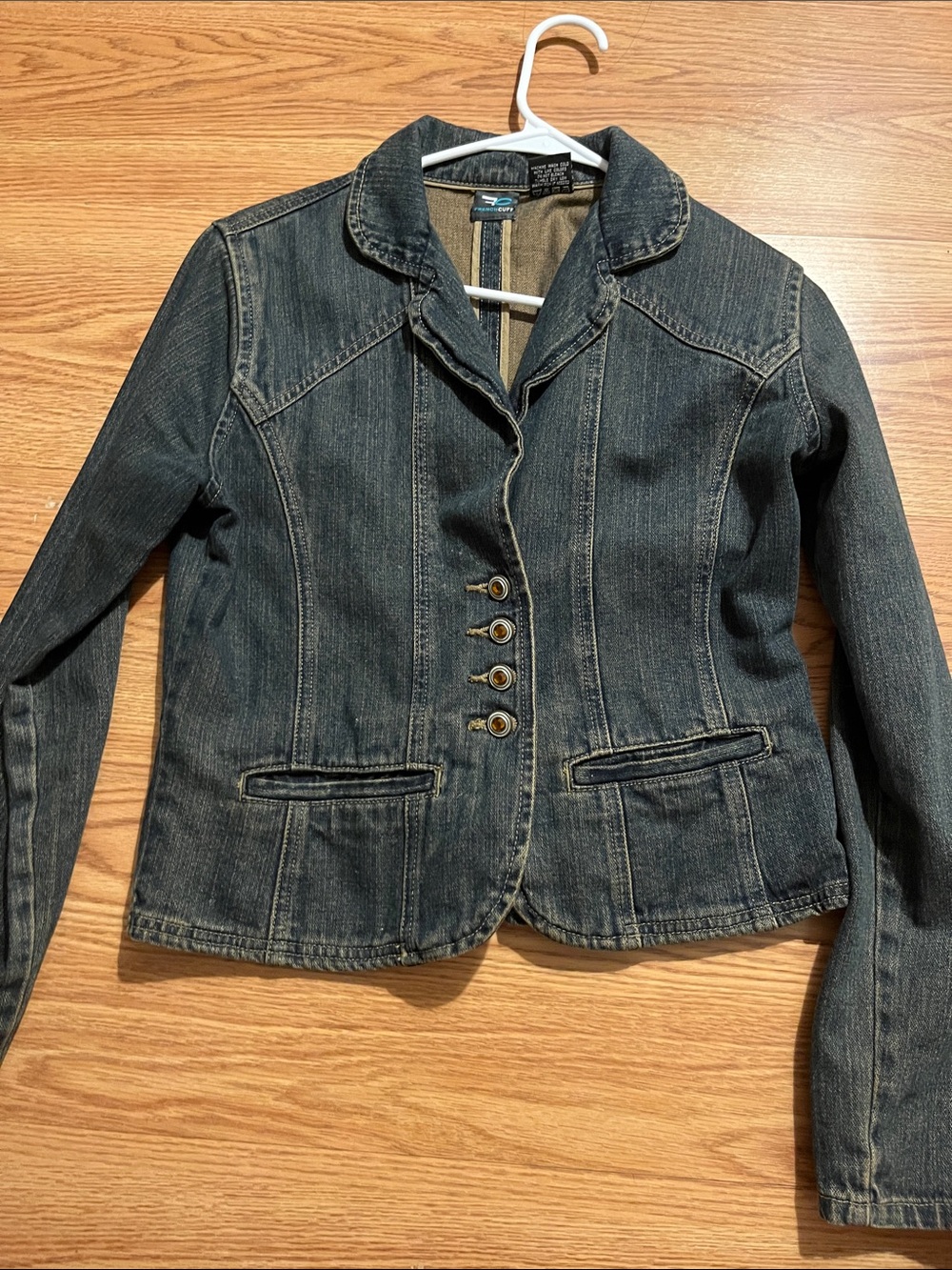 Women's Dark Blue Denim Button-Front Jacket